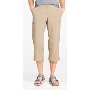 LL Bean Womens Water-Repellent Comfort Trail Pants‎ Straight-Leg Crop Ash Tan 6